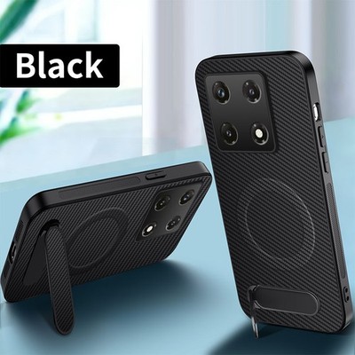 For Infinix Note 30 Pro, Luxury Carbon Fiber Pattern Phone Case KickStand Cover