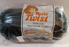 Vintage Holly Twist Macrame Cord 6mm 100 Yards Black Pepperell Braiding Co.