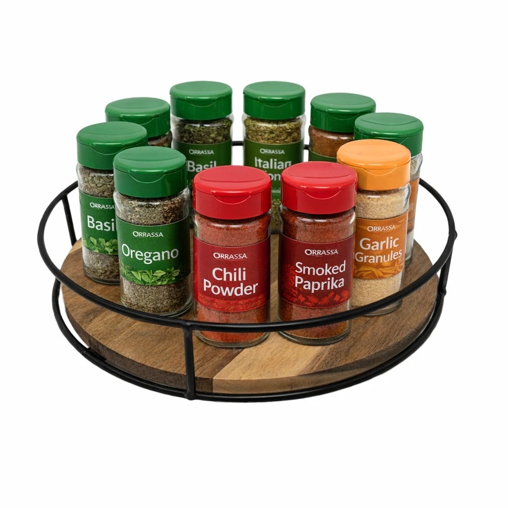 Spice Rack Round Lazy Susan Cupboard Organiser 360 Rotating Shelf Acacia Wood
Opens in a new window