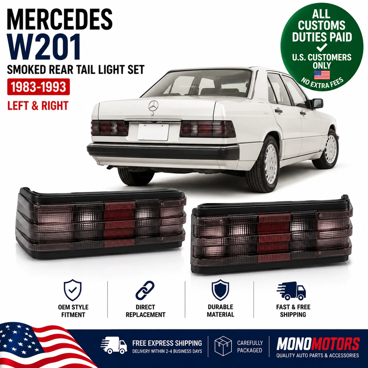 Left Tail Lights for Mercedes-Benz 190E for sale | eBay
