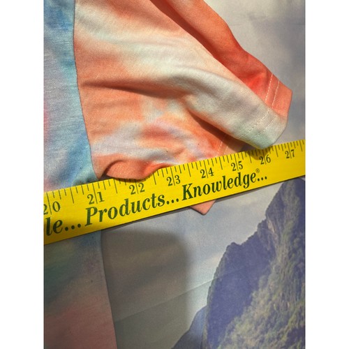 Damen-T-Shirt mehrfarbig Tye-Dye V-Ausschnitt Größe Large weich kuschelig - Bild 4 von 4