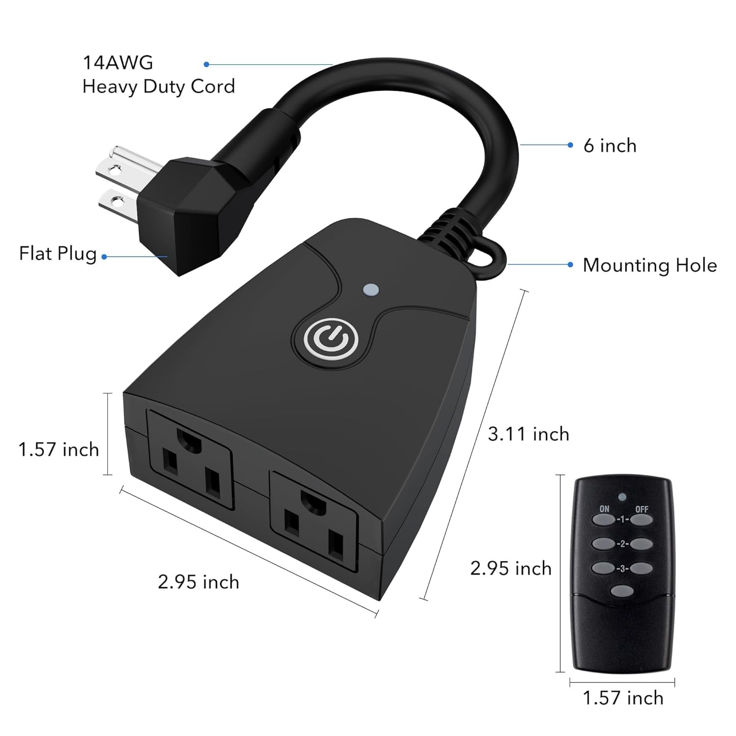 Outdoor Wireless Remote Control Outlet Plug,Weatherproof Heavy Duty Power Str...