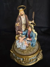Teleflora Musical Nativity Figurine 5.75" PLAYS LITTLE TOWN OF BETHLEHEM TESTED
