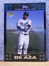 BASEBALL CARD COOL PICTURE TOPPS 2007 ROOKIE ALEJANDRO DE AZA FLORIDA MARLINS. rookie card picture