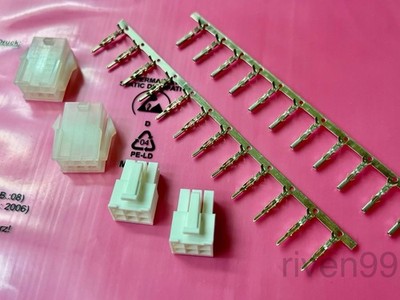 2 Sets of MOLEX Mini-Fit Jr 6 Pin Panel Mount Male/Female Wire Connector w/ Pins
