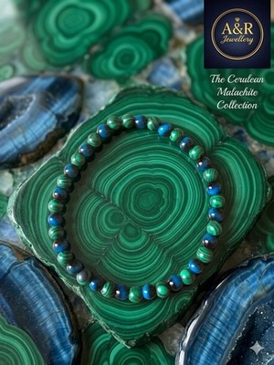 Blaues Tigerauge Malachit Armband Unisex 6 mm Kristall Perlen 15 16 17 18 19 20 cm