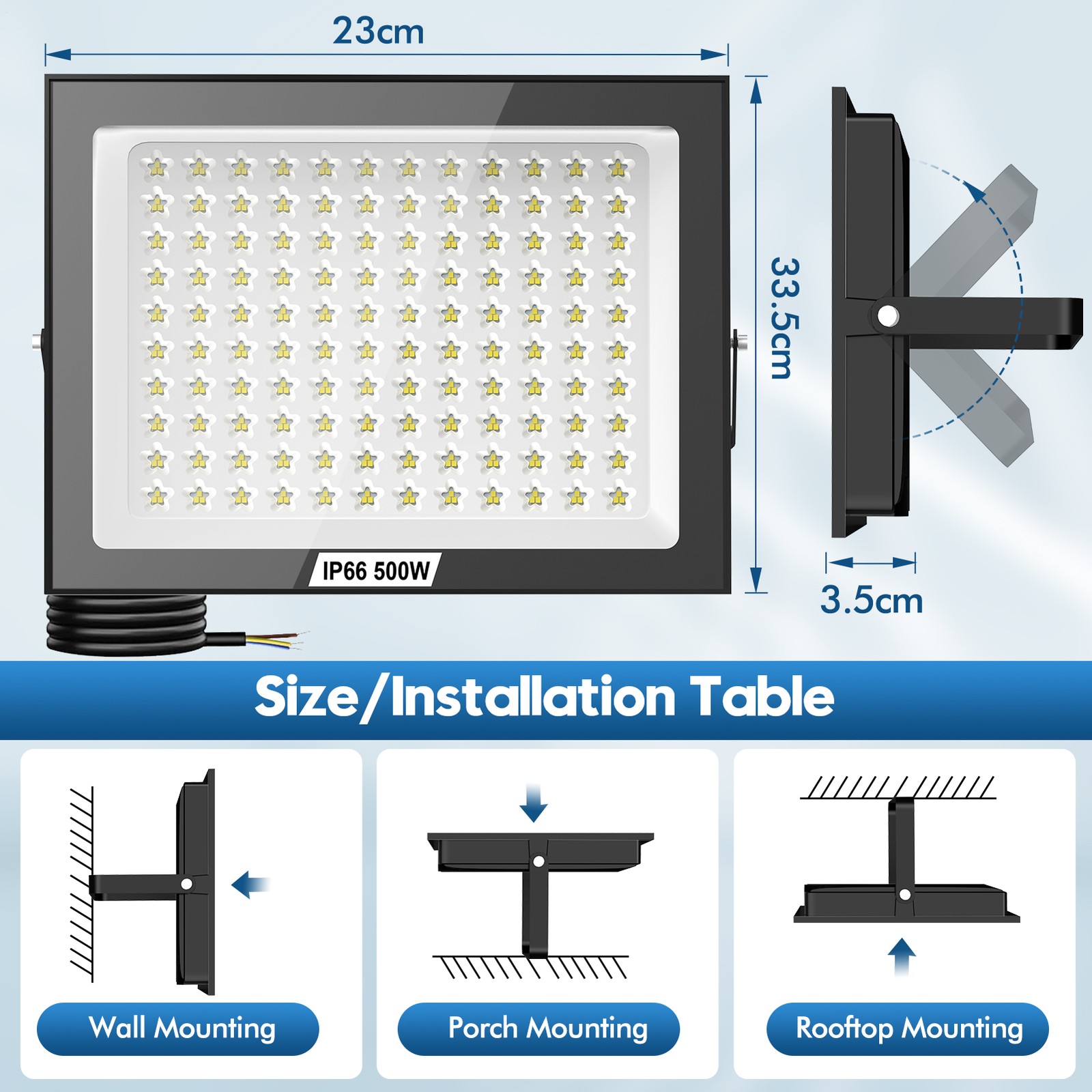 100-500W LED Floodlight Spot Light Watt Security Flood Light Outdoor Garden Lamp