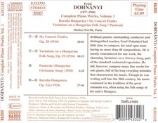 DOHN NYI: COMPLETE PIANO WORKS VOL. 1 NEW CD
