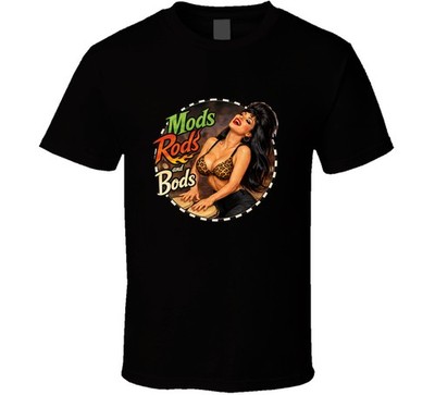 Mods Rods & Bods Retro Rockabilly Pin Up T-Shirt Mens Vintage Hot Rod Kustom Tee