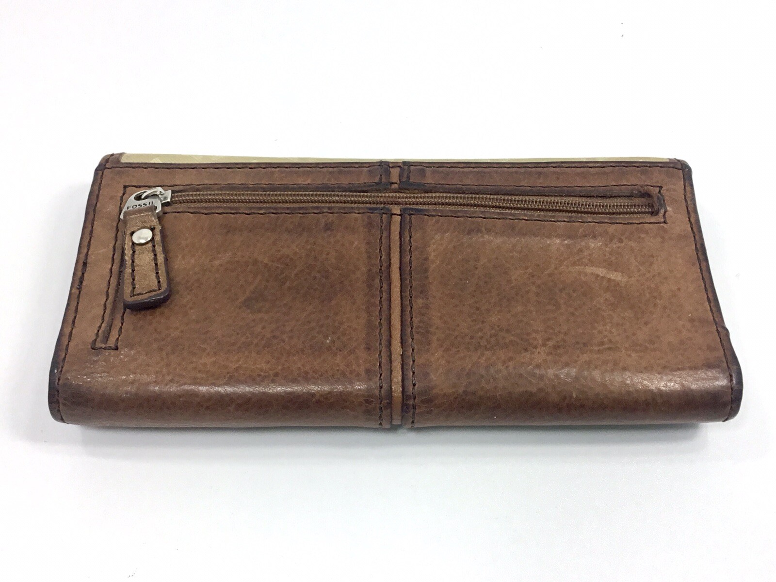 FOSSIL TRI MULTIFUNCTION BROWN LEATHER WALLET - image 3