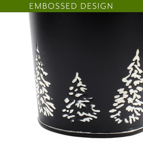 Black Mini Christmas Tree Buckets 2pk, Metal Tree-Embossed - 第 3/8 張圖片