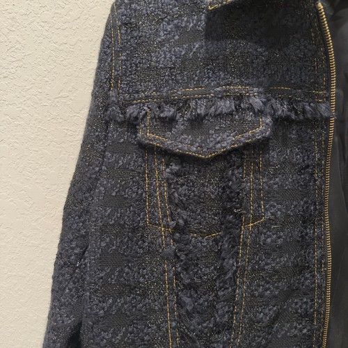 Chaqueta Tory Burch Aria Negra Metálica Cuadros Tweed Talla 14 Nueva con Etiquetas - Imagen 9 de 11
