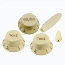 NEW Knob Set For Strat (1 Volume, 2 Tone, 1 Switch, 1 Trem Arm) - VINTAGE CREAM