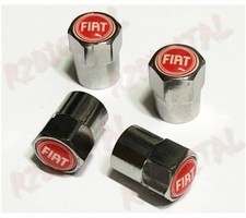 TAPPINI FIAT ROSSO VALVOLA RUOTE METALLO CROMATI TAPPI PNEUMATICI COPRIVALVOLA