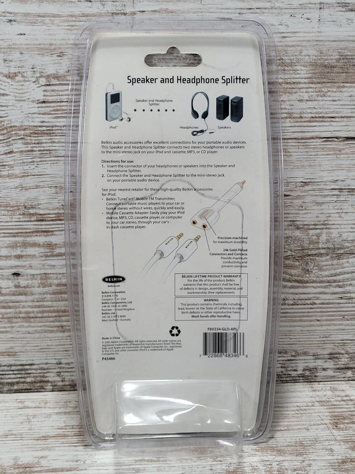 Динамик Belkin и разветвитель наушников для iPod 24k позолоченные разъемы новый - Изображение 2 из 4