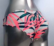 PINK Victoria's Secret Grey Silver Tropical Ruffle Mini Bikini Cheeky Bottom S