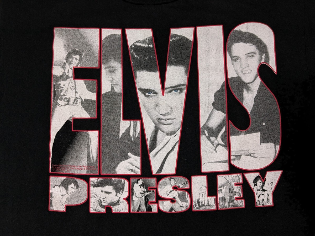 VTG 90s ELVIS PRESLEY Men Size XL Black Cotton Graphic T