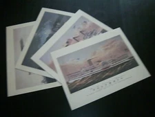 Set / 4 Steamboat Prints by Currier & Ives - USPS Issued Excellent Condition