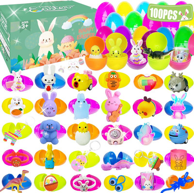 100 PCS Prefilled Easter Eggs Filled with Toys inside for Kids Boys Girls Easter