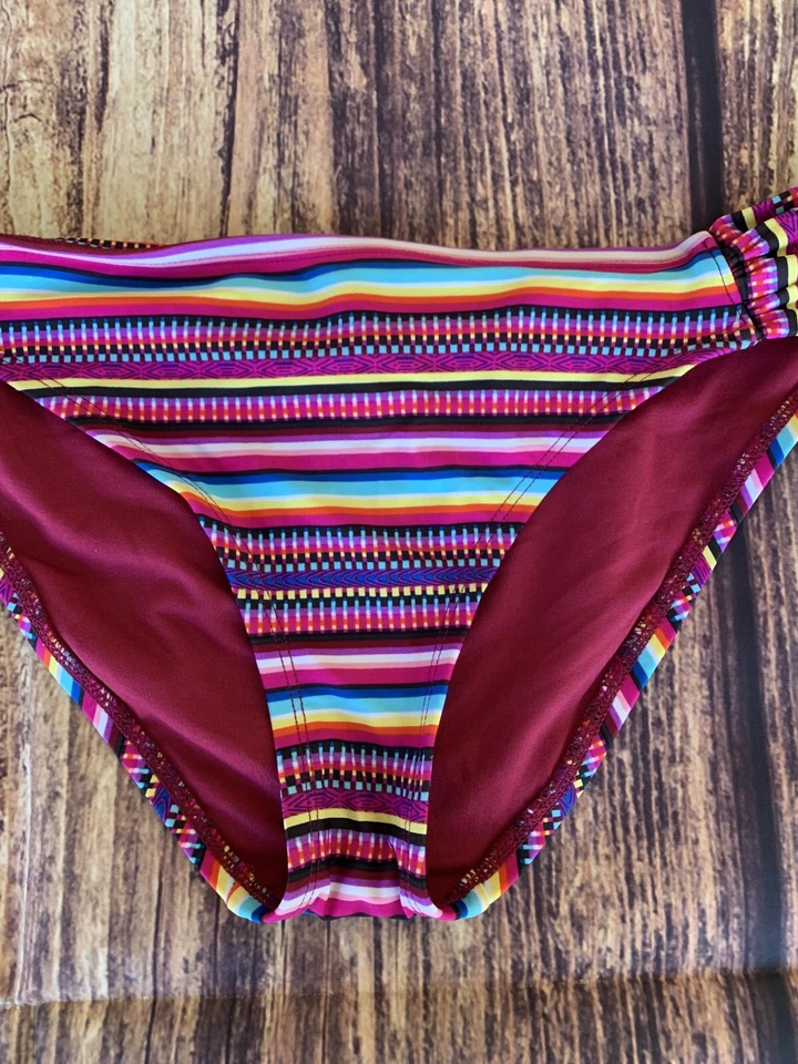 Parte inferior de bikini Mossimo para mujer multicolor forrada a rayas elástica talla: XL Foto 2 de 4