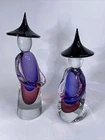 VTG 1960s Pair of Large Murano Glass Chinese Men Sculptures by Formia 15”/13.5”