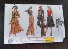 Vogue Vintage 70s 80s 9270 Jacket Skirt Flared Pants Top Size 14 Uncut