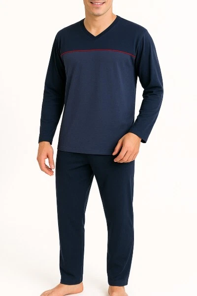 Herren Pyjama lang – Oberteil Details