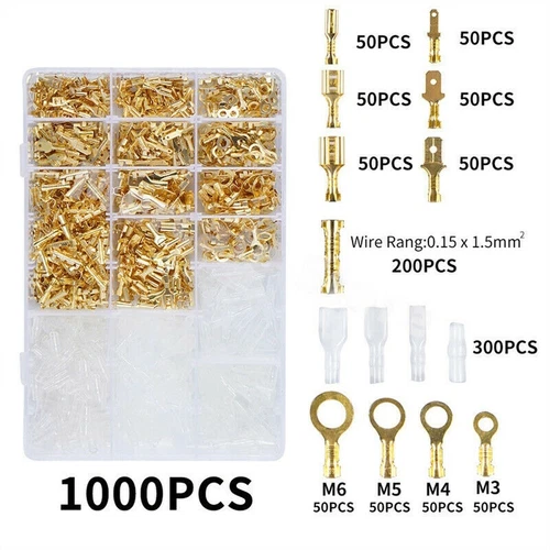 1000PCS Assortment Spade Male Female Terminals Electrical Wire Crimp Connectors - Picture 2 of 14