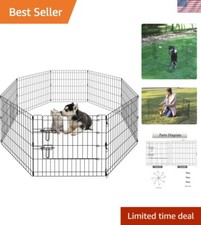 Compact Black Metal Dog Playpen - Perfect for Small Indoor and Outdoor Spaces
