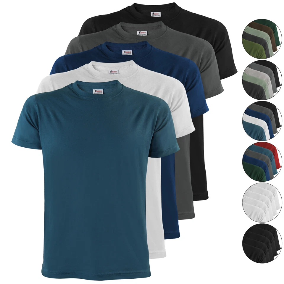 T-Shirt Herren Basicshirt Männer 5er Set Pack tshirt set Rundhals S - 5XL - Bild 1 von 1