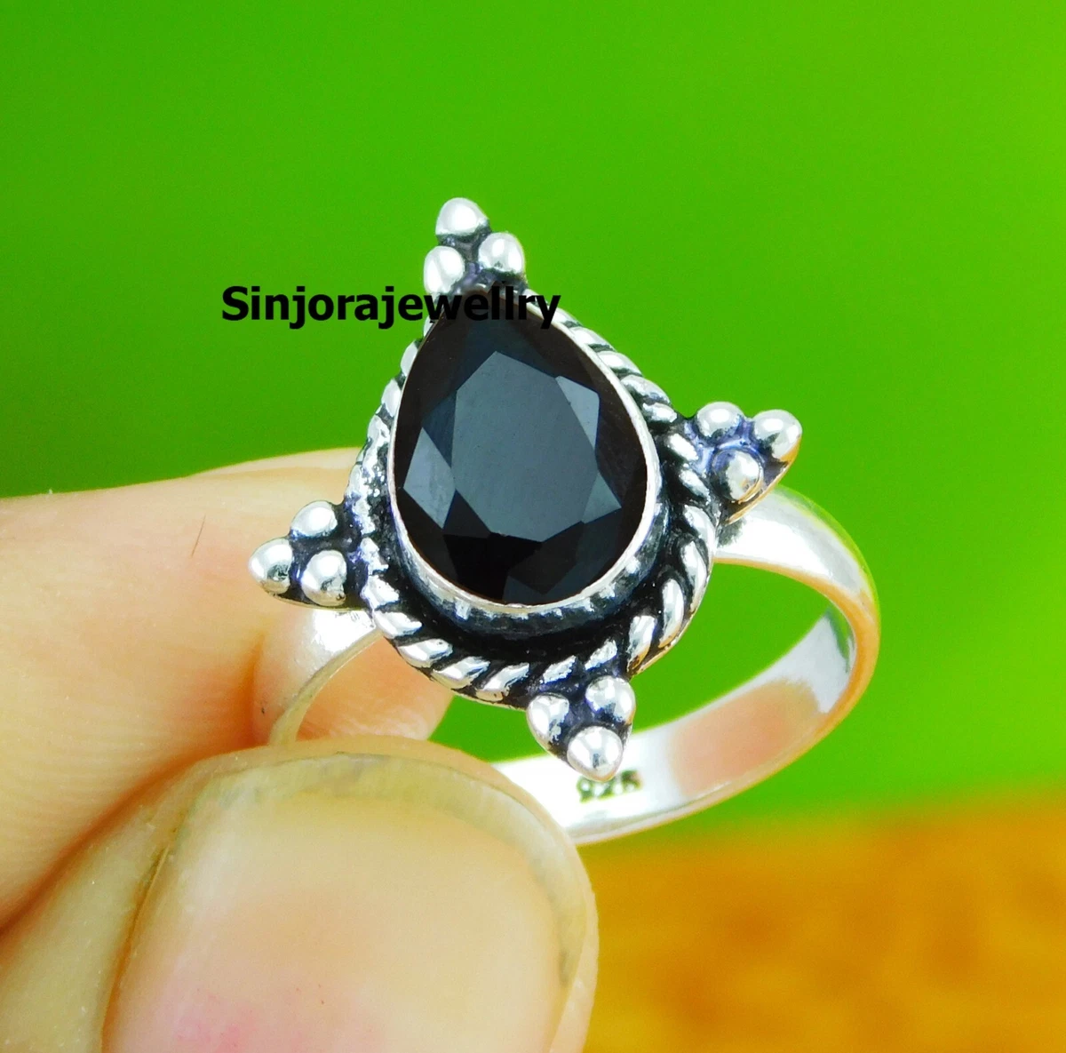 Anello da uomo in pietra di onice, fascia in argento sterling 925
