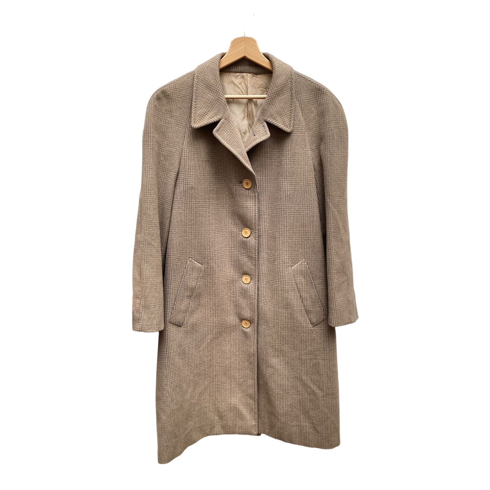 Cappotto a scacchi beige Yves Saint Laurent taglia 46 adatto uomo S donna M