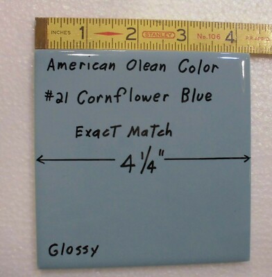 1 pc. Cornflower Blue Color 4-1/4'' Glossy Ceramic Tile: match American Olean #23
