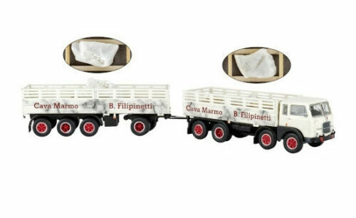 BREKINA 58414 Fiat 690 millepiedi Hollow Marble, Trailer White and Load Ho 1:87