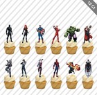 12 Avengers Super Hero Cupcake Topper Super Hero Birthday Food Favor Party