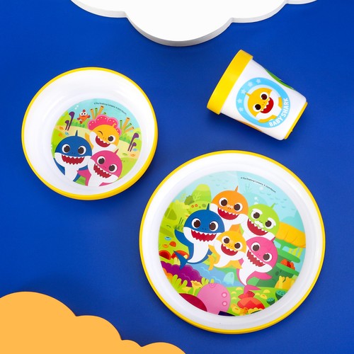 Baby Shark 3pcs Bicolor Kids Childrens Dinner Set Plate, Bowl & Tumbler - Picture 5 of 7