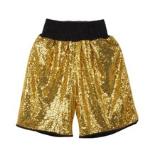 Boxing Shorts Gold  Black Shiny Satin New For Kids Men Woman Muay Thai Pants