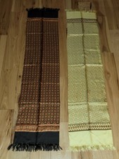 Vtg. 80's PEARL Shanghai Hand Rolled Silk 12 x 64 Scarf Sh u Longevity LOT OF 2