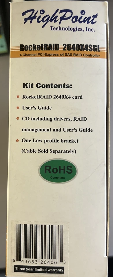 HighPoint RocketRAID 2640X4 SGL PCI-Express x4 SATA / SAS Controller Card - Image 2 of 4