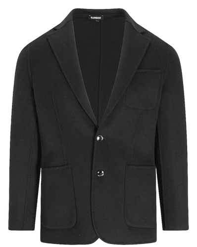 NEW EXPRESS SLIM SOLID BLACK WOOL BLEND HAND FINISHED BLAZER JACKET SZ SMALL - Picture 3 of 11