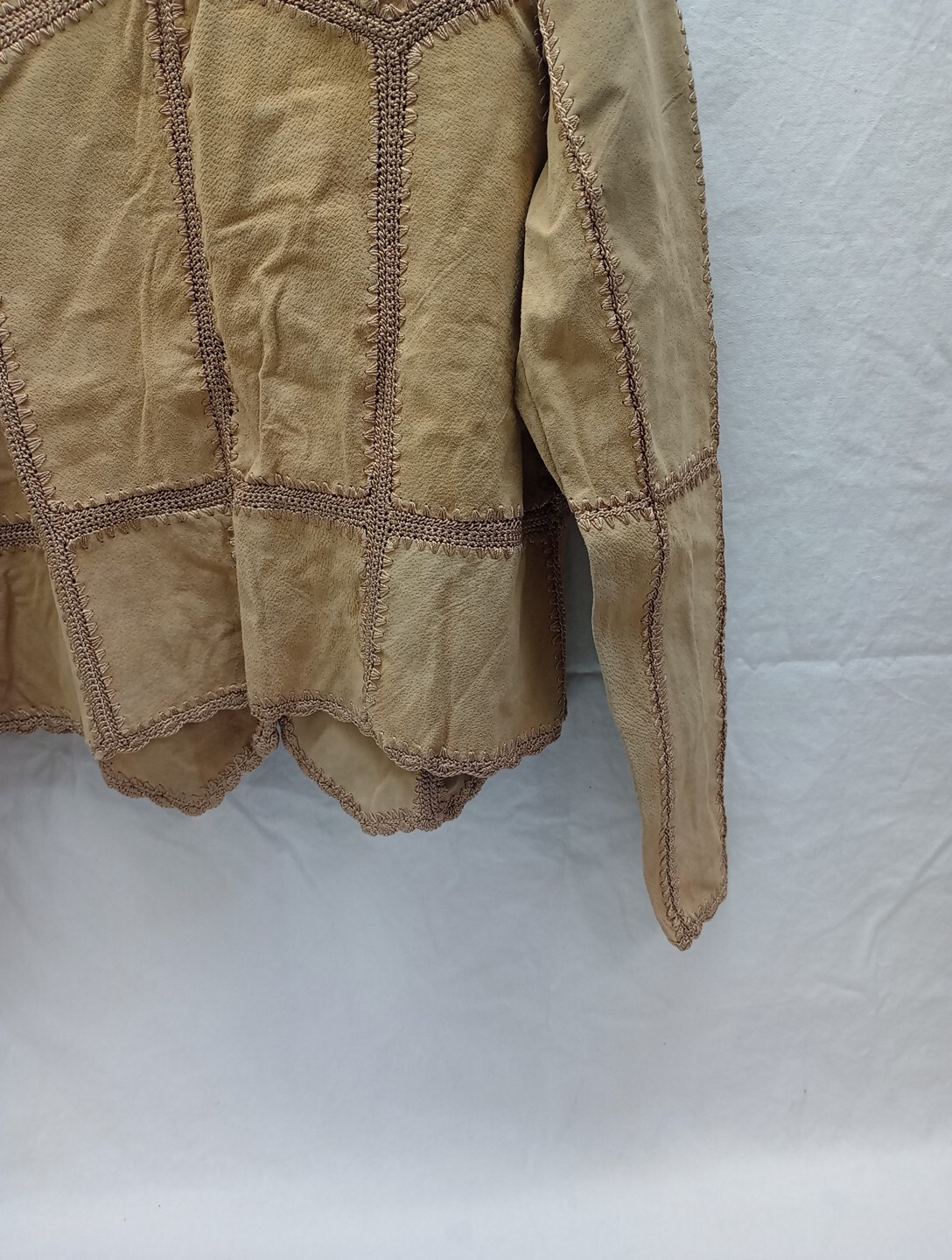 Suede Essentials Brown Patchwork Button Shirt Jac… - image 10