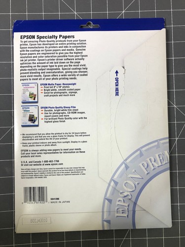 Epson Premium Glossy Photo Paper 8.5" x 11" 20 sheets - Picture 2 of 2