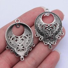 5pcs 43x30mm Tibetan Silver Alloy Charm Floral Hollow out Connector EF3946