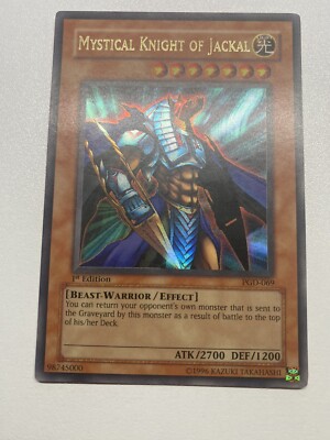 Yugioh Mystical Knight Of Jackal Ultra Rare 1st Edition PGD-069 HP Heavy Play