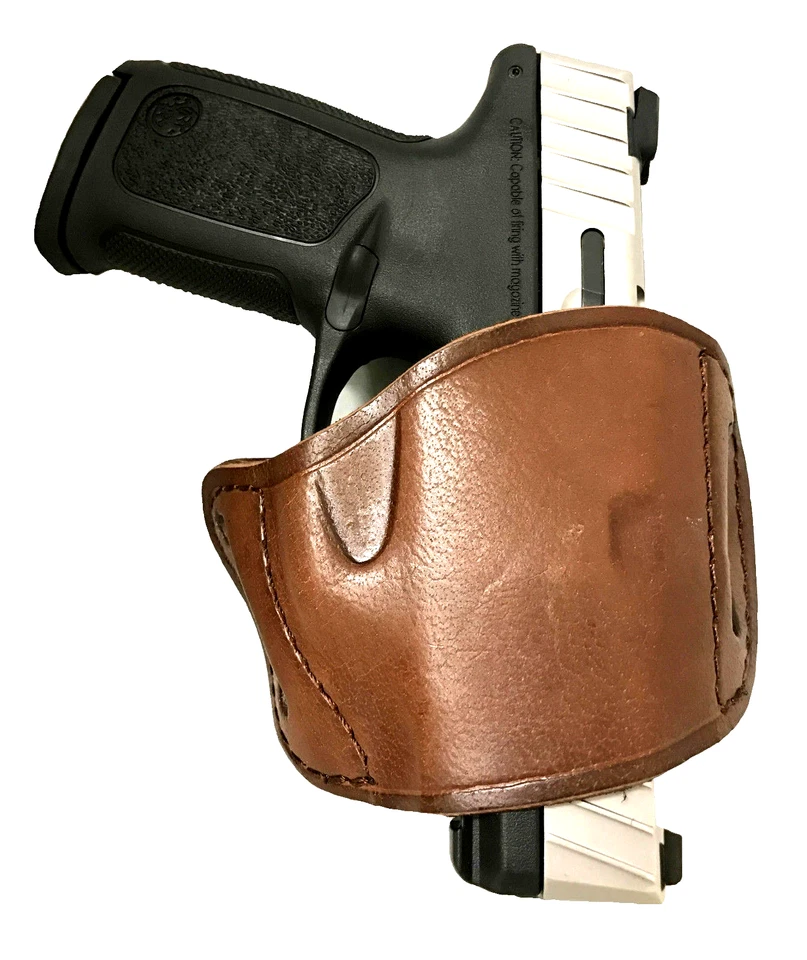 Funda de pistola deslizable de cinturón de cuero para Smith & Wesson Sigma Series Rt mano marrón Foto 2 de 4