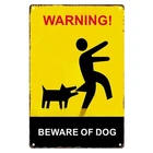 Vintage Beware Of Dog Warning Metal Tin Sign Security Yard Garage Wall Decor