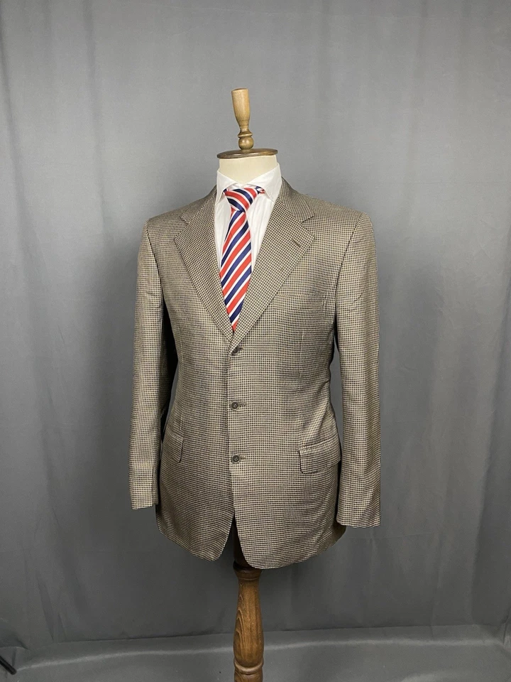 Chaqueta Blazer Brioni Palatino Hombre Marrón Beige Lana Estructurada Seda Ta... - Imagen 4 de 4