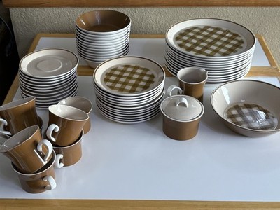 Mikasa Checkmates NUTMEG Oven microwave Safe Japan, Dinnerware China Set 60pc