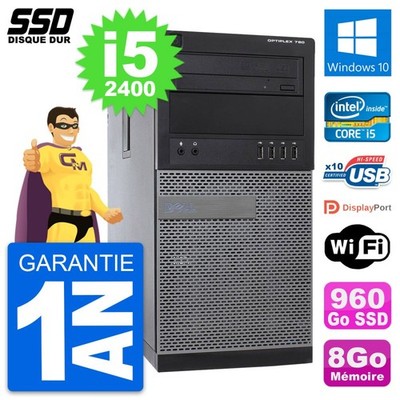 PC Tour Dell OptiPlex 790 MT Intel i5-2400 RAM 8Go SSD 960Go Windows 10 Wifi