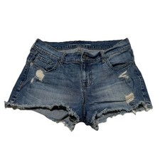 Old Navy Boyfriend Mid Rise Cut Off Destroyed Blue Jean Shorts Women  s Size 6 R